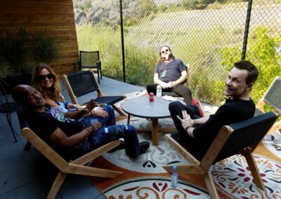 Joseph Wooten, Stephanie Wooten, Kenny Lee Lewis and Jacob Petersen - Backstage at Kettlehouse Amphitheater - Missoula, MT - with the Steve Miller Band - 2021