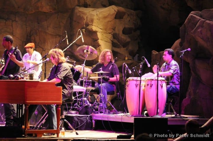Alphonso Johnson, Adrian Areas, Gregg Rolie, Ron Wikso, Toby Borrerro - Gregg Rolie Band onstage at Mohegan Sun (not pictured - Wally Minko and Kurt Griffey)