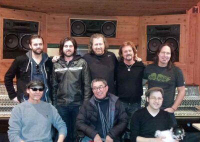 Kenny Patterson, Sean Rolie, Ron Wikso, Gregg Rolie, Kurt Griffey, Alan Haynes, Sticky Lopez, and Frenchie Smith - recording with Gregg Rolie at Sonic Ranch Recording Studio