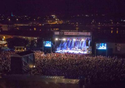 Aerial Shot - Ron Wikso - Kurt Griffey - Stu Cook - Dan McGuinness - Steve Gunner - On Stage with Creedence - Bieres du Monde Festival - Quebec - 2019