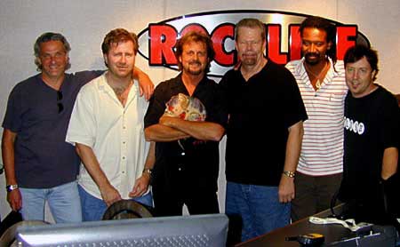 Scott Boorey, Ron Wikso, Gregg Rolie, Bob Coburn, Alphonso Johnson, and Michael Hakes at Rockline Radio Performance