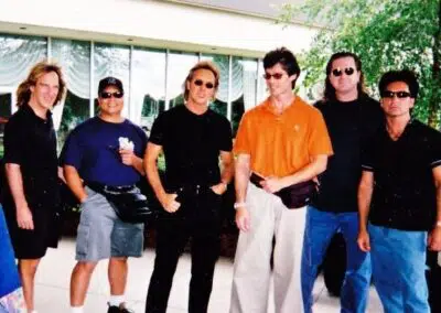 Dave Amato, Ron Green, Peter Beckett, Ronn Moss, Ron Wikso and Tony Sciuto - heading to soundcheck with Player