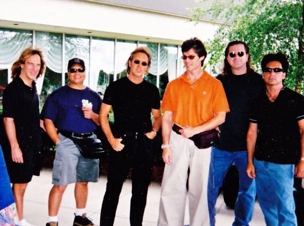 Dave Amato, Ron Green, Peter Beckett, Ronn Moss, Ron Wikso and Tony Sciuto - heading to soundcheck with Player
