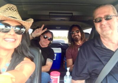 Marcy Requist, Mick Mahan, Kurt Griffey and Ron Wikso - on the way to the gig in Sturgis