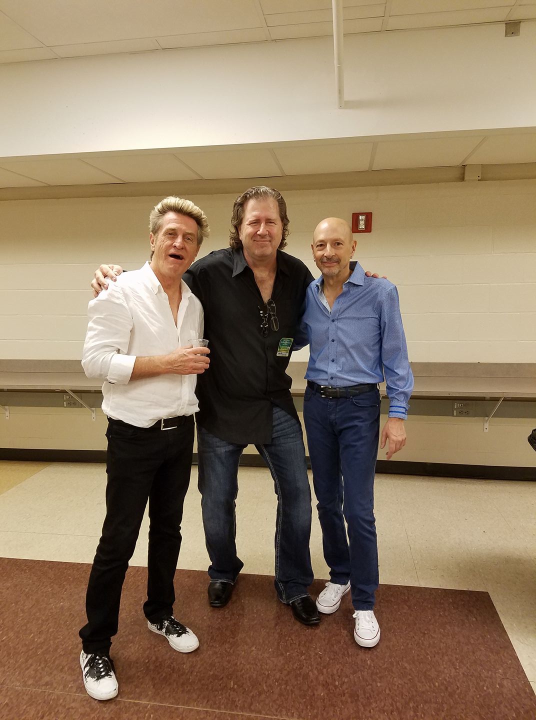 Ross Valory, Ron Wikso, and Steve Smith - backstage at a Journey Show - 2016