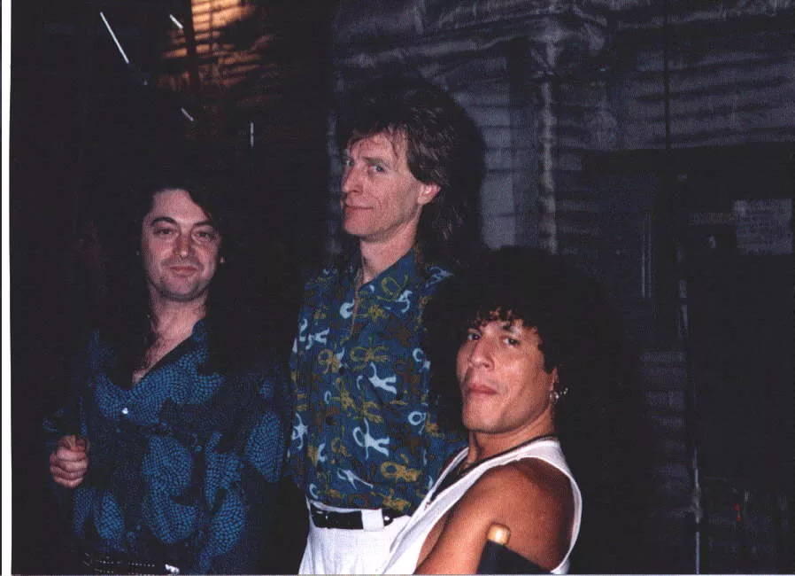 Kevin Chalfant, Ross Valory, and Josh Ramos at the video shoot for "Show Me The Way"