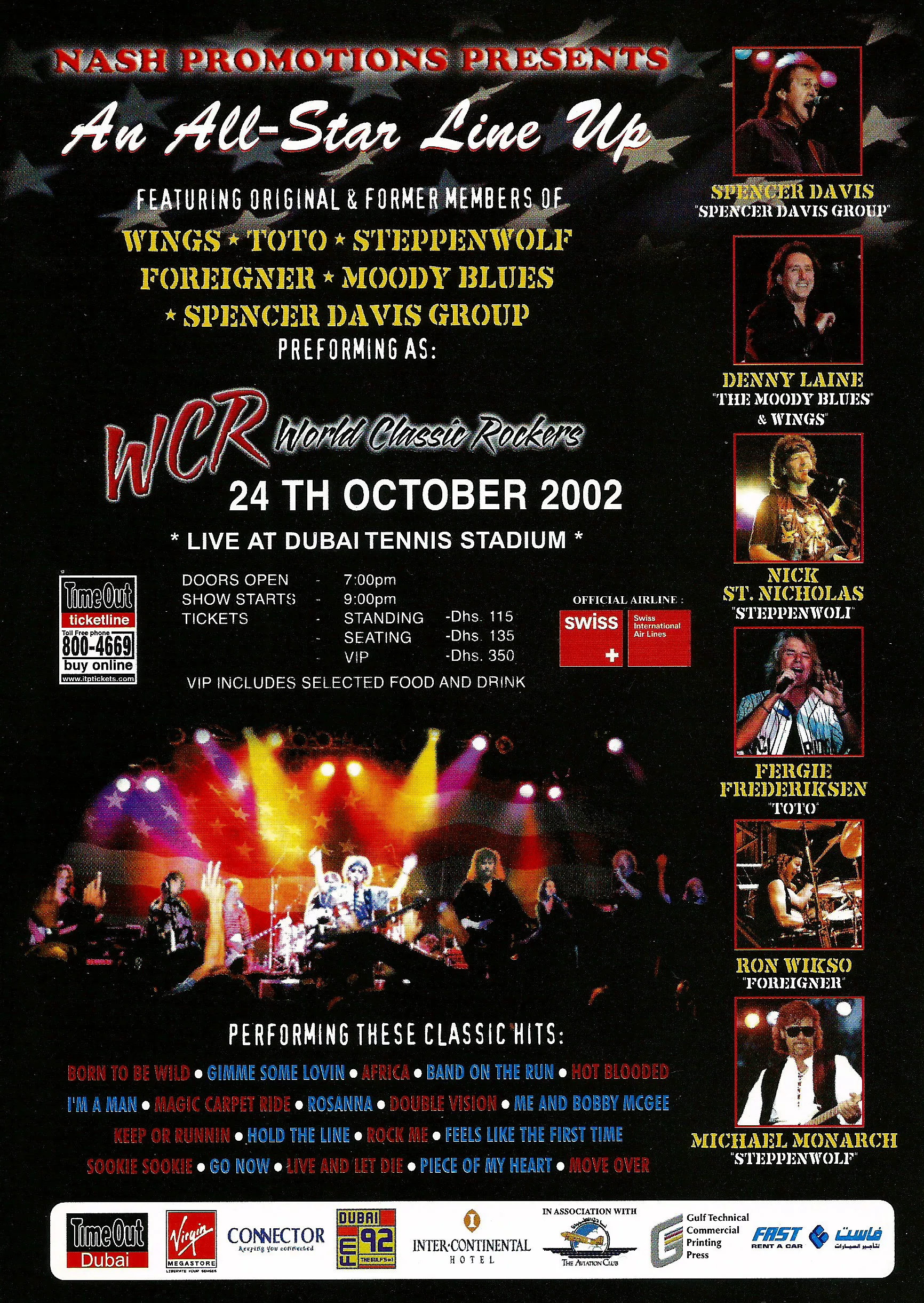 World Classic Rockers - Dubai Tennis Stadium Promo Flyer