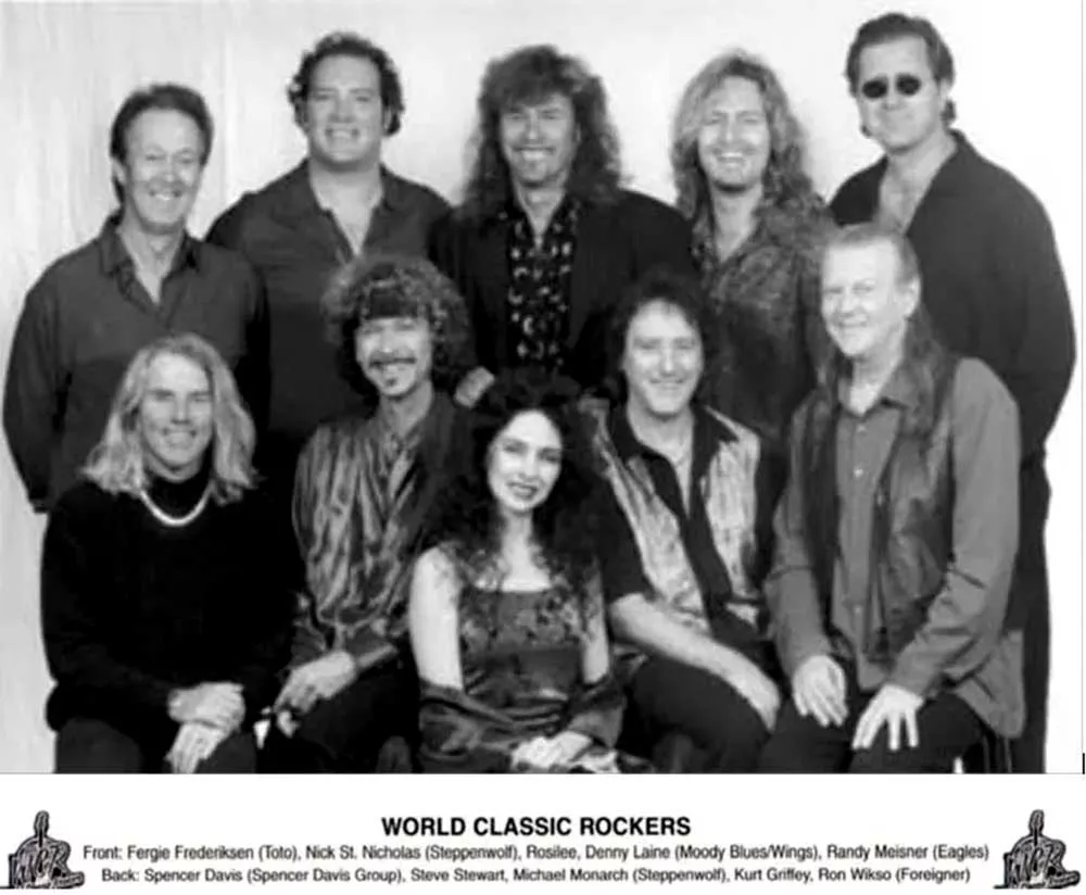 WCR-Circa-2000 - with Spencer Davis, Michael Monarch, Kurt Griffey, Ron Wikso, Fergie Frederiksen, Randy Meisner, Denny Laine, Nick St. Nicholas, Rosilee and Steve Stewart